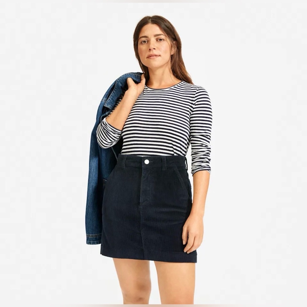 Everlane The Corduroy Stamp Skirt in Navy Dark‎ Blue Size:8